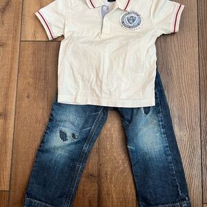 Dolce & Gabbana White Polo & Jeans Set